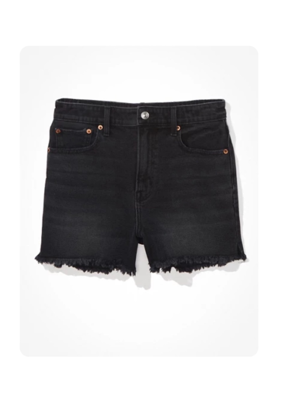 American Eagle Outfitters Black Denim Shorts with Frayed Hem
